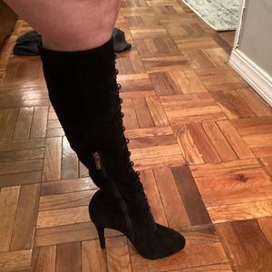 Knee high suede boots